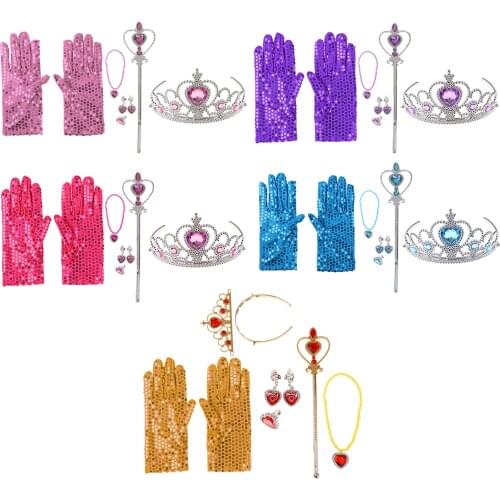 6 Piece/set Sweet Princess Accessories Children Headband Crown Girl Magic Stickwands Party Gift Hair Jewelr Cosplay Accessories