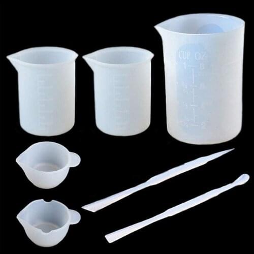 7 Pcs Silicone Measuring Cups Mixing Cup Dispensing Stirrer Stirring Rods DIY UV Epoxy Resin Tools Kit