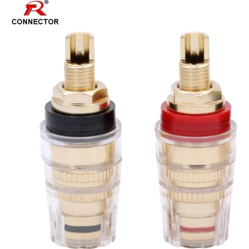 8pcs/4pairs Brass Gold Plated 4MM Binding Post HIFI Terminals Binding Banana Plug Connector for Speaker Amplifier Red+Black