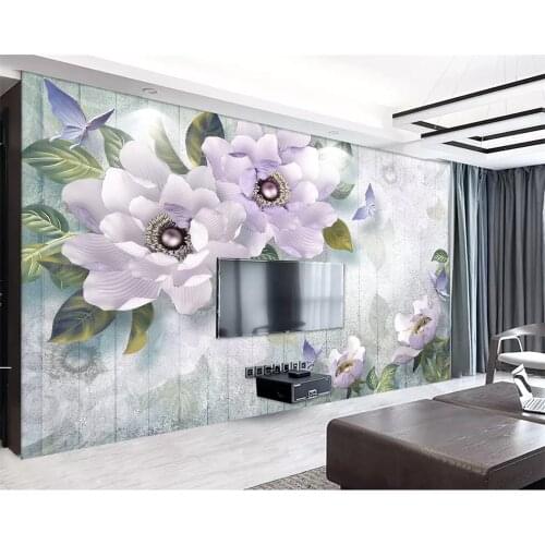 Beibehang Custom 3D Wall Murals Wallpaper Hand Painted peony Floral butterfly Wall Painting Living Room 3d Wallpaper Flower