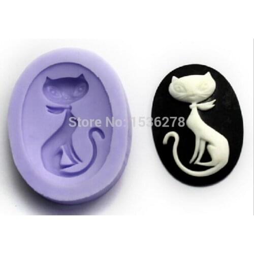 Free Shipping Silicone Cake Mold Fondant Single Cute Cat Silicone Bakeware Baking Mold Soap Mold Soap Flakes A432
