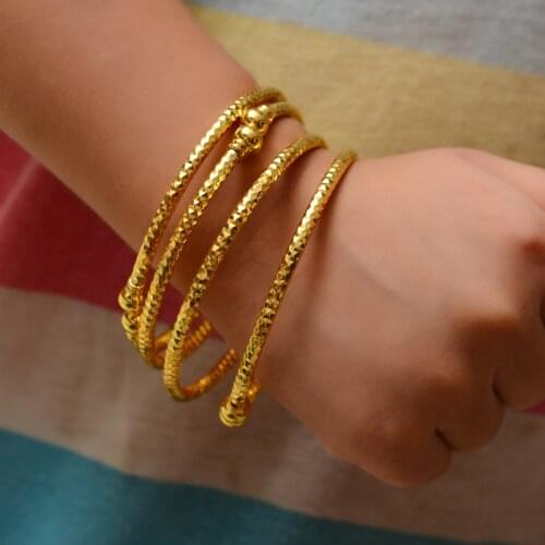 Wando Christmas Gifts Gold color Arab Braclets for Baby Jewelry Copper jewelry Bangle Bracelet middle East Bangles Bijoux Child