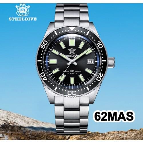 STEELDIVE 1962 Diver Watch Automatic Japan NH35 Mens Stainless Steel Watches C3 luminous Mechanical Watch Men Automatic Diving