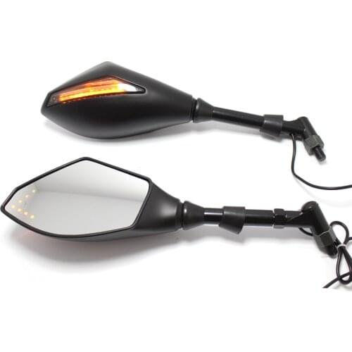 Black Motorcycle Rear View Rearview Mirrors with LED Turn Signal Lights 8mm 10mm For KTM Suzuki Honda For Kawasaki BMW Yamaha