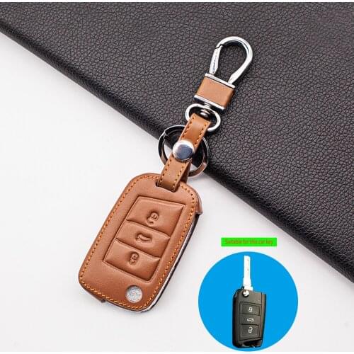 Hot Sale Soft Texture Leather Car Key Case Cover For Volkswagen VW Golf 7 mk7 Seat Ibiza Leon FR 2 Altea Aztec For Skoda Octavia