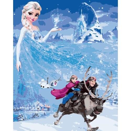 Painting By Number DIY Dropshipping big size Ice Queen Animation Charact Figure Canvas Room Decoration Art picture Child Gift