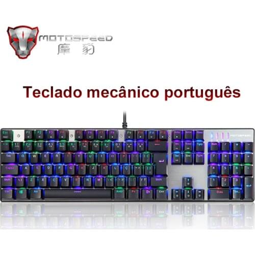 Portugal/English Motospeed CK104 RGB Gaming Mechanical Keyboard 104 keys LED Backlit USB Wired Keyboard for PC Computer Gamer