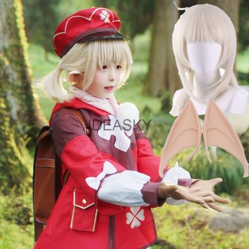 Game Genshin Impact Klee Cosplay Costume ear Wigs Cap Anime Clothes Halloween Costume for Kids girls child children new year