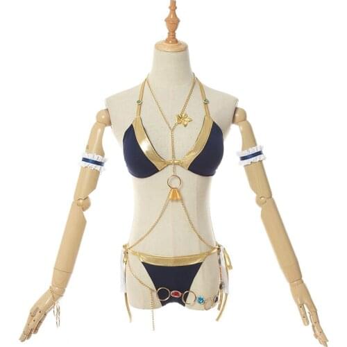 Game FGO Fate Grand Order Cosplay Costume Tamamo no Mae Cosplay Sexy Bikini Set Swim Suits for Women Cosplay Costume