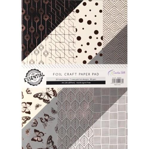 The Creative Path A4 Foil Design Scrapbooking Craft Paper Pad 28 Sheets DIY Cardmaking Background Pattern Decoration Acid Free