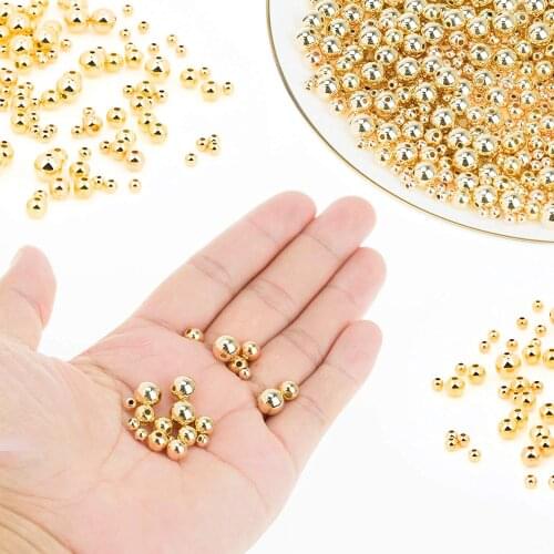 4/5/6/8mm Acrylic Gold Color Round Loose Beads Womens Ankle Jewelry Diy Component Bracelet Tassels Dangle Charms Spacer Decor
