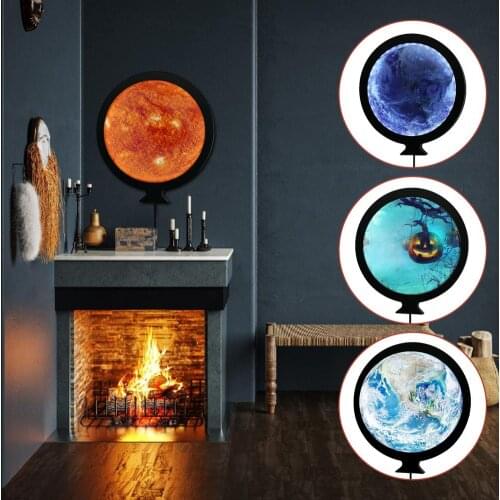 Moon Mirror Lamp Round Moonlight Wall Decor Bedside Night Lamp Bedroom Bathroom Home Decoration Hanging Mirror Night Light