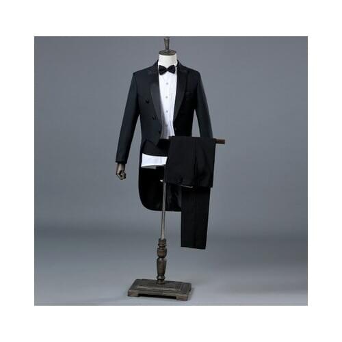 Best England Gentleman Two-piece Black White Groom Cheap Wedding Tuxedos Suits For Men Classic Tail Coat With Pants Slim Fit