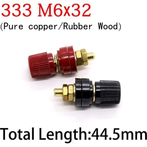 Copper 333 M6*32 Wire Binding Post Thread Screw Dia 6mm Brass Weld Machine Inverter Clamp Power Supply Connector Terminal Splice