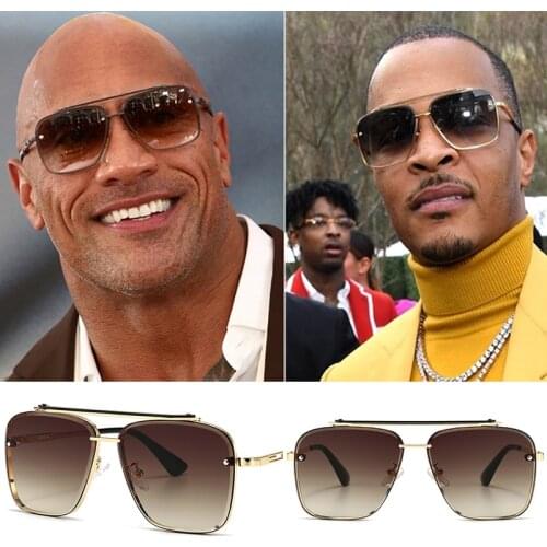 Rimless Square Mens Sunglasses Fashion Classic Brand Design Sun Glasses Gradient Sun Glasses Vintage Metal Pilot Top Quality