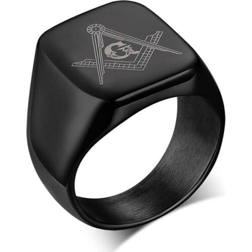 Black Stainless Steel Men Ring Provide Customization Engraved School Masonic Football Team Commemorate Jewelry