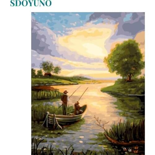 SDOYUNO Paint By Numbers Kits Scenery Frameless DIY 60x75cm Oil Painting By Numbers On Canvas Handpaint Number Painting Decor