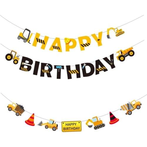 Truck Theme Baby Party Decorations Set Kids Boys Girls Birthday Party Childrens Day Accessories