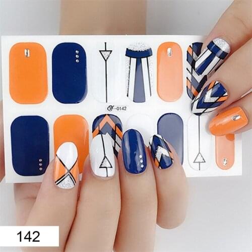 14Tips Mixed Colors Beauty Nail Art Tips Nail Stickers Shiny Full Cover Back Glue Waterproof Nail Decoration Manicure
