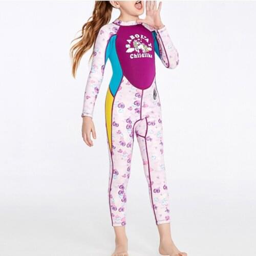 Girls Wetsuit L/S Full Suit 2mm Neoprene Swimsuit UV Protection Keep Warm Surfing Diving Suit Back Zip Kids for Water Sport