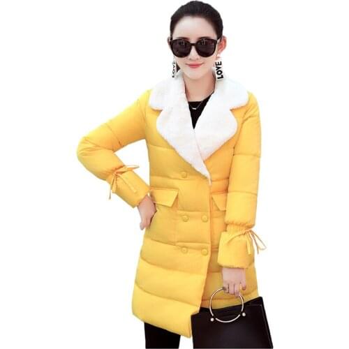 2018 New Winter Women Jackets Cotton Coat Slim Long Parkas Female Plus Size Warm Jacket Outwear Down Cotton Coats Clothing Y102