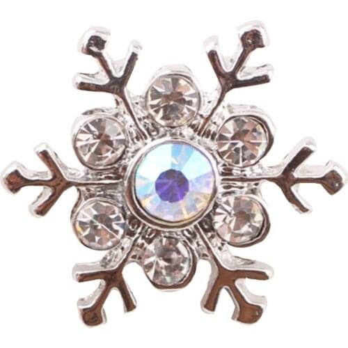 New Arrival White Lovely Crystal Snowflake Beauty 18MM Metal Snap Buttons For DIY Snap Jewelry Wholesale