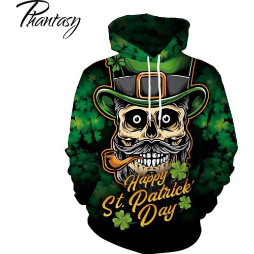 Phantasy St. Patricks Day Hoodies Cute Animal 3D Printing Couple Hoodie Pullover Women Man Clothing Casual Sweatshirts