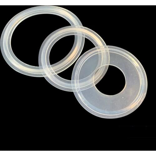 5pcs 1/2" 3/4" 1" 1.5" 2" 3" 4" Tri Clamp Transparent Silicon Gasket Sealing Ring Flat Washer
