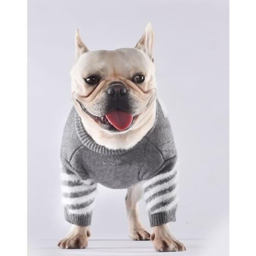 Dog Sweater for Small Dogs Gray Cotton Sweater for French Bulldog Outfit for Pug Costume PC1072