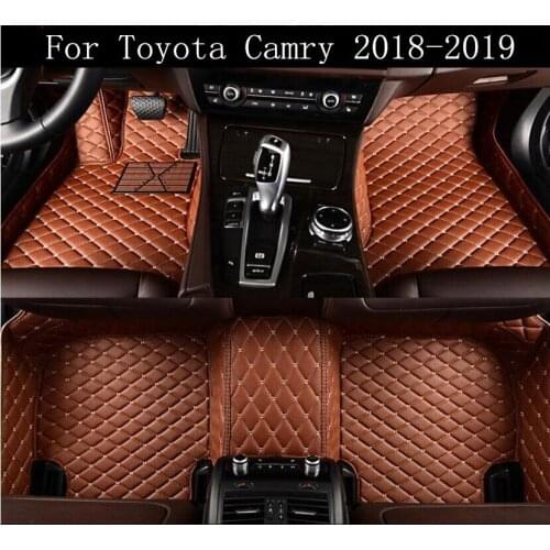Car 3D Luxury Leather Car Floor Mats Fits For Toyota Camry 2018 2019 EMS Free shipping