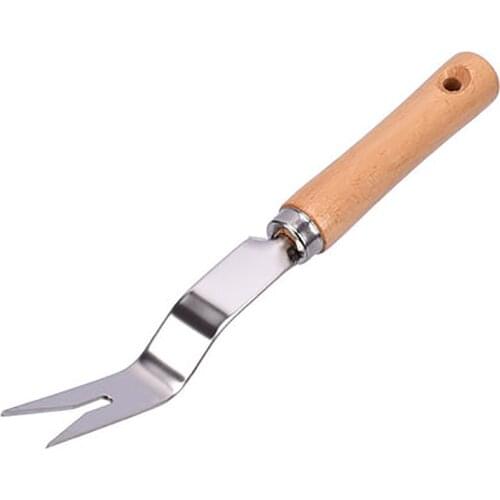 Garden Hand Weeder Gardening Fork Tool for Weeding Your Garden - Heavy Duty Stainless Steel, Natural Beech Wood Handle