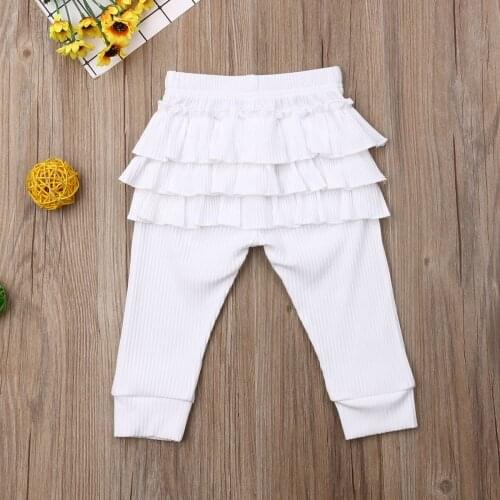 Pudcoco Newborn Baby Girl Clothes Solid Color Ruffle Knitting Leggings Bottoms Long Pants Trousers 0-3Y