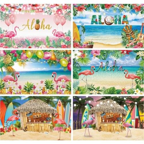 Summer Tropical Plant Leaves Flamingo Flower Baby Birthday Party Backdrop Vinyl Photography Background For Photo Studio Shoot