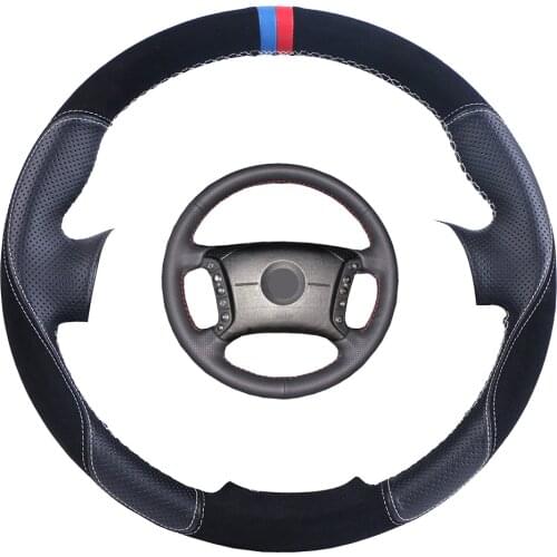 Suede Leather Car Steering Wheel Cover for BMW E46 318i 325i E39 E53 X5 /Custom Steering Wrap Braid