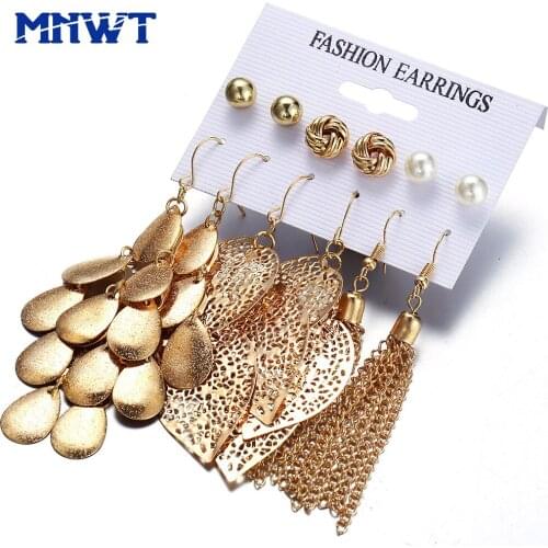 MNWT New Vintage style 6 Pairs/Set Woman Pearl Drop Earrings for Women girl Boucle D'oreille Fashion Lady Earring Female Jewelry