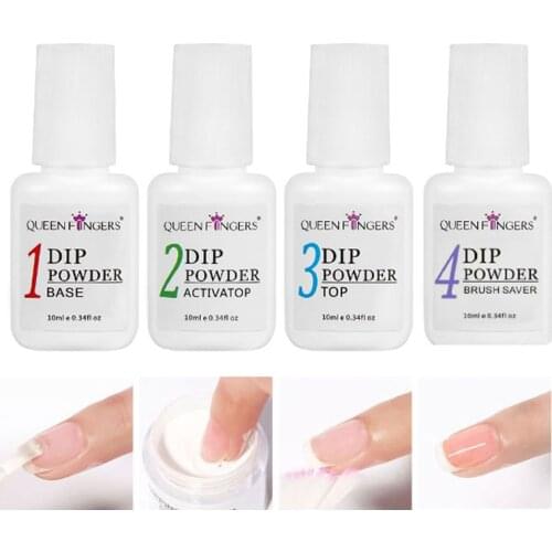 1Set Dipping Liquid Base/Top/Activator/Brush Without UV lamp Dipping Liquid Kit Gel Nail Art Dip Multi-Use Top & Base Coat