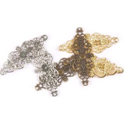 10pcs 62x24mm Metal Crafts Filigree Wraps Connectors Antique Diy Embellishments For Scrapbooking Gift Supplies Home Decor YK0734