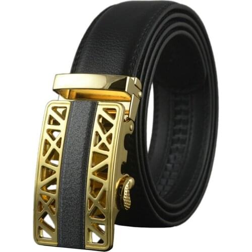 100% Genuine Leather Mens Belt High Quality 2020 New Fashion Cow Waistband Gold Buckle Cummerband Long Black Brown
