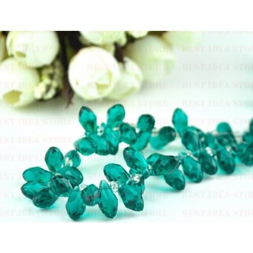 100pcs/lot green Color Waterdrop Crystal Glass beads 6x12mm Jewelry DIY Crystal Beads Free Shipping