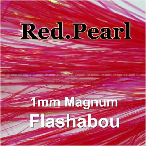 Red.Pearl Color, 20 Packs Magnum Flashabou, 1mm Holographic Tinsel, Mylar Metallic Tinsel, Flat Flash, Fly Jig Lure, Fishing