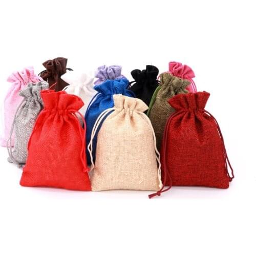 50pcs Multi-color Jute Drawstring Gift Bags Sacks Wedding Birthday Party Favors Drawstring Gift Bags jewelry packaging display
