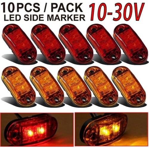 5X Amber+5X Red LED Car Truck Trailer RV Oval 2.5 inch Side Clearance Marker Light