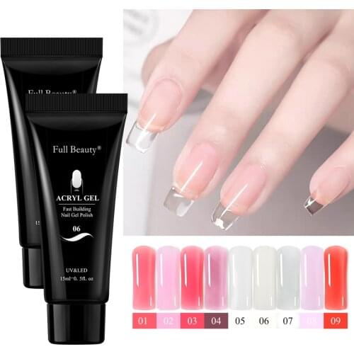 15ml Acrylic Nail Extension Fast Building Gel Polish Clear White Crystal Gel Varnish Nails Finger Repair Paste Manicure NL1809