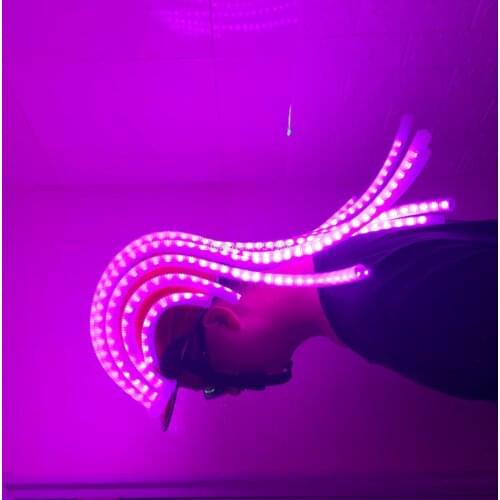 Free shipping Glow Party Supplies light up led light hair glowing colourful rgb change colors lamp hairs stage party event suit