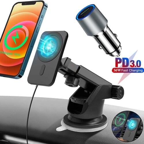 For iphone 12 12 Pro 12Pro Max 12mini 15W Magsaf Wireless Charger Magnetic Phone Car Holder Magnet Adsorbable Car Mount