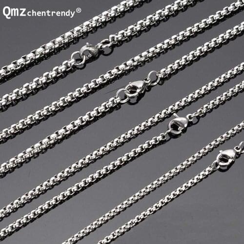 Wholesale High quality Hip Hop Mens Stainless Steel Round Box Chain Necklace Rapper Chunky boxing Chain Boys Jewelry 10pcs/lot