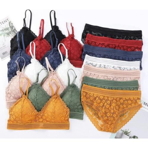 Women Sexy Lace Bra Sets Seamless Underwear Backless Vest Padded Bralette Lingerie Ultrathin Bra & Brief Sets Female Intimates