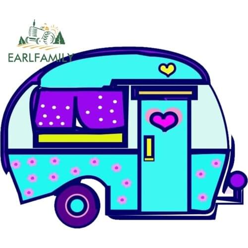 EARLFAMILY 13cm x 9.6cm for Camper Car Stickers Waterproof Scratch-Proof Decals Creative Simple Caravan Trunk Decor Car Label