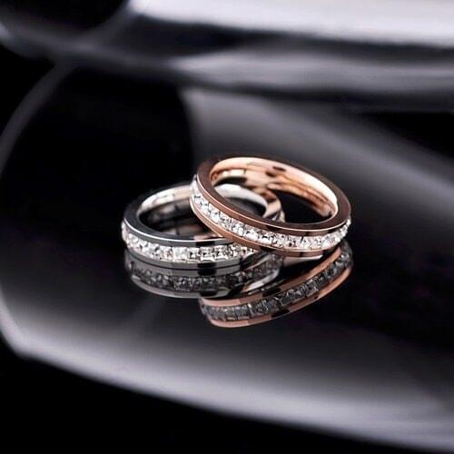 Famous Brand Elegant Ring Rose Gold color With Zircon High Quality Titanium Steel Ring Fashion Jewelry