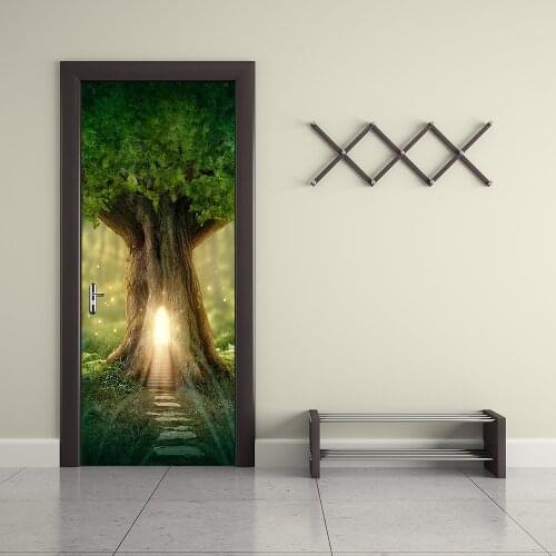 Fantasy Tree House In Forest Tv Backdrop Wall Stickers Diy Removable Door Sticker Sofa Living Room Decorate Poster Home Decor